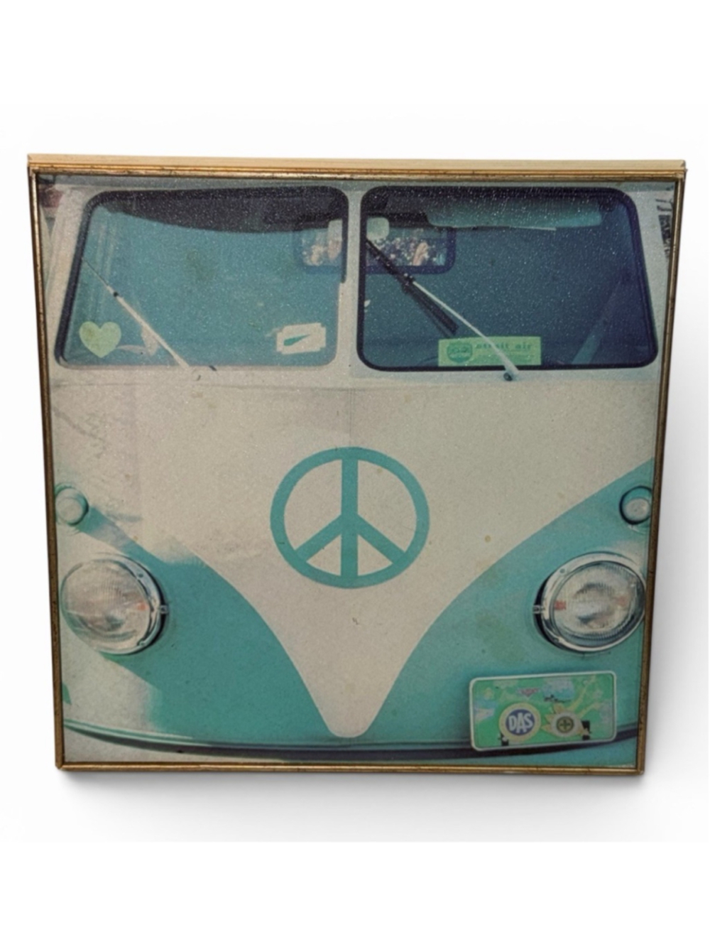 Target Retro VW Bus Canvas Wall Art Peace Sign Turquoise 12x12 Target Decor READ